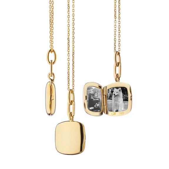 Monica Rich Kosann 18K Yellow Gold Slim Cushion Viv Locket