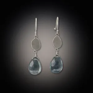 Moss Aquamarine Silver Disk Earrings