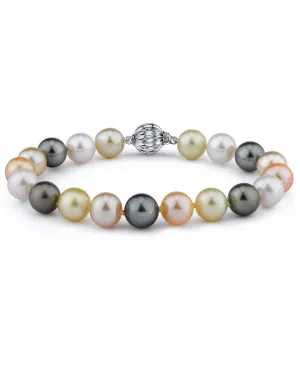 Multi-Color Tahitian, South Sea and Freshwater Bracelet, 10.0-11.0mm - AAA Quality