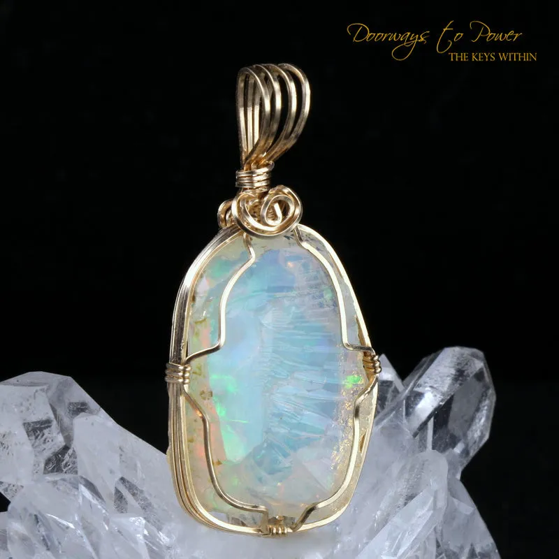 Mystical Opal Meditative Light Crystal Pendant 14k RESERVED