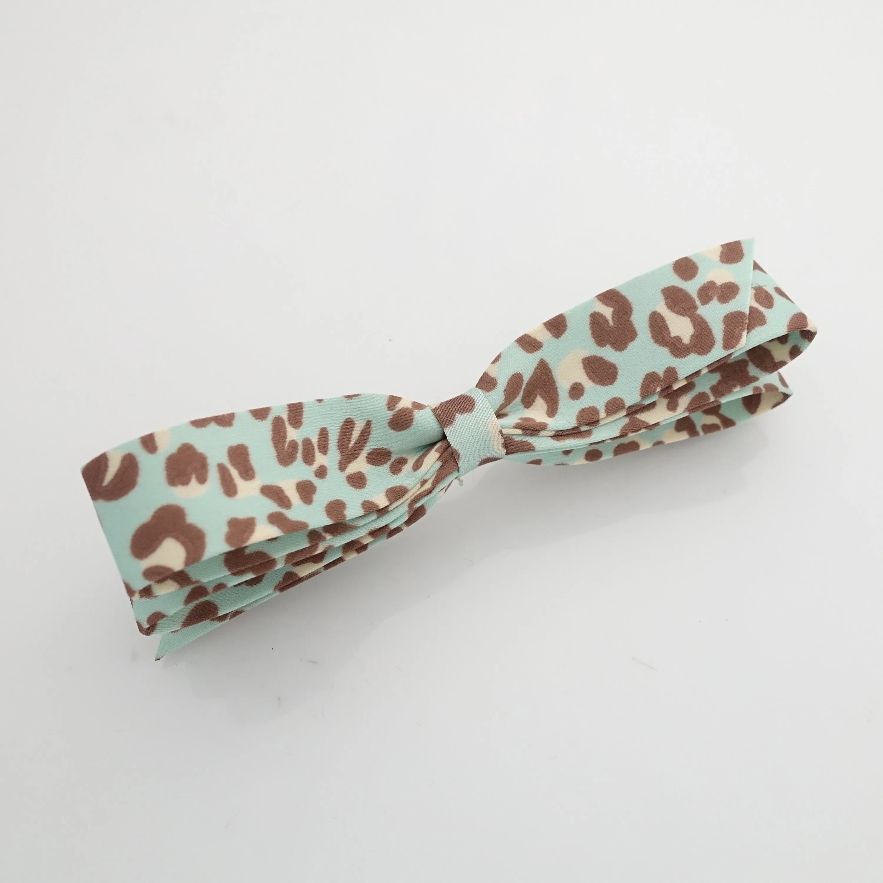 narrow satin hair bow leopard print bow french barrette women hair accessory