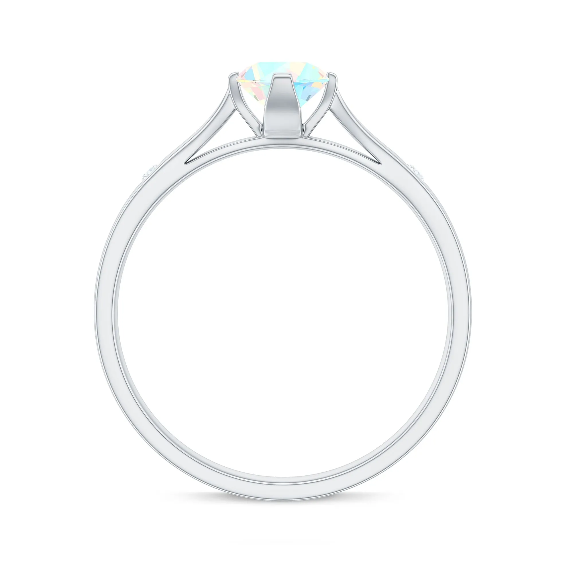 Natural Ethiopian Opal Solitaire Ring with Diamond