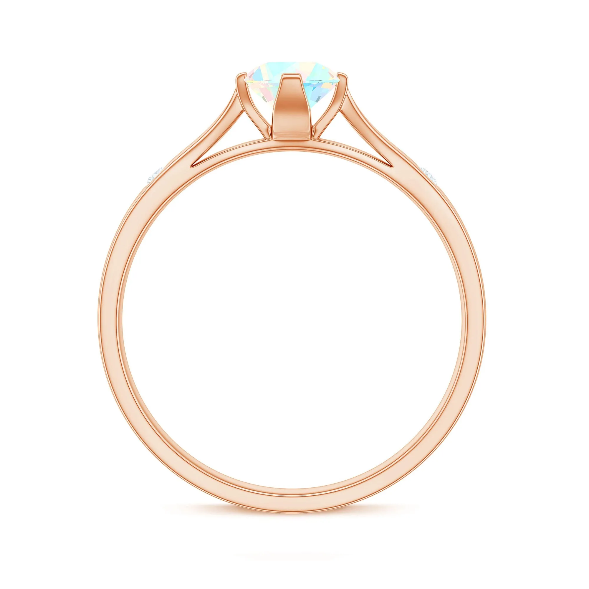 Natural Ethiopian Opal Solitaire Ring with Diamond