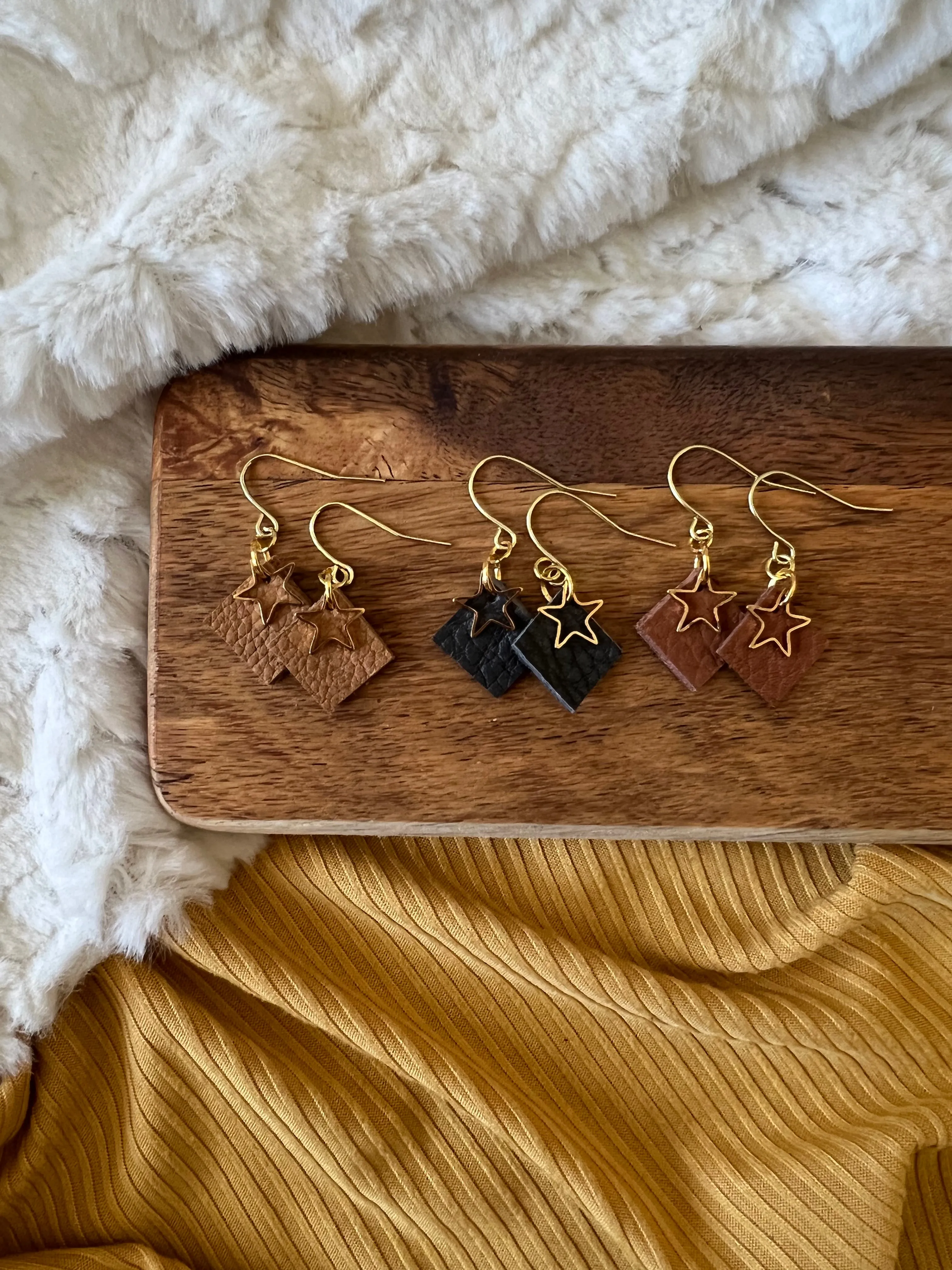 North Star Leather Earrings