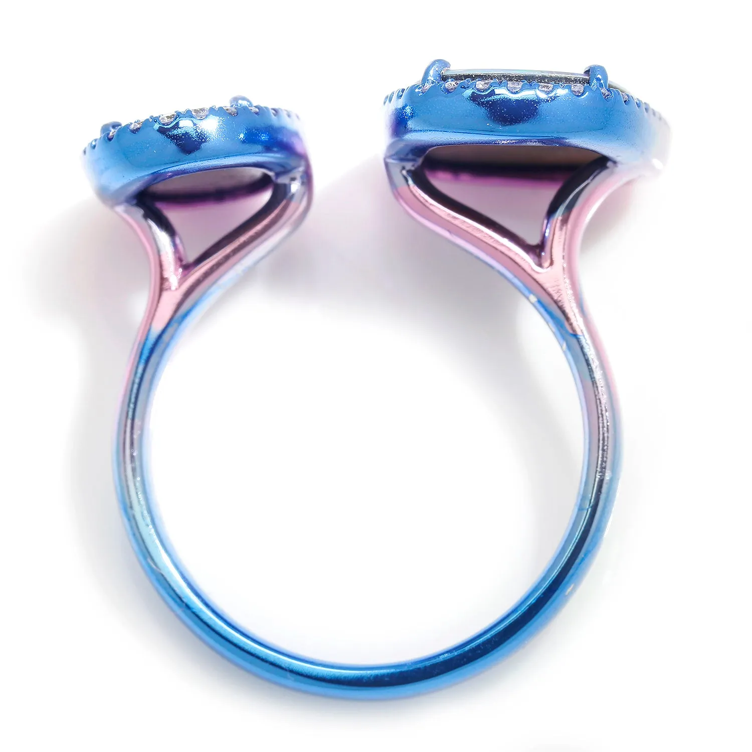 Opal Gap Toi Et Moi Ring with Diamonds 18K with Tinted Rhodium