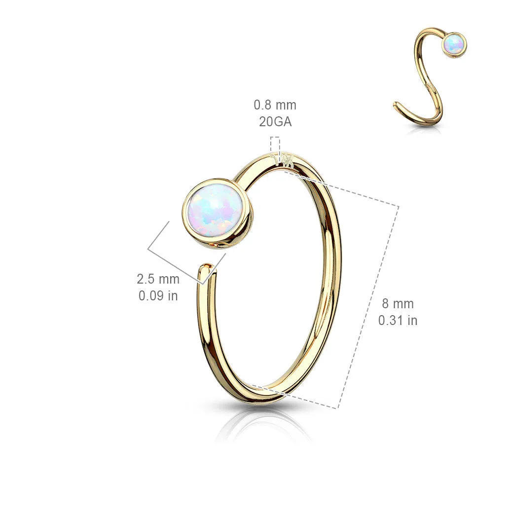 Opal Hoop Nose Ring in 14K Yellow Gold