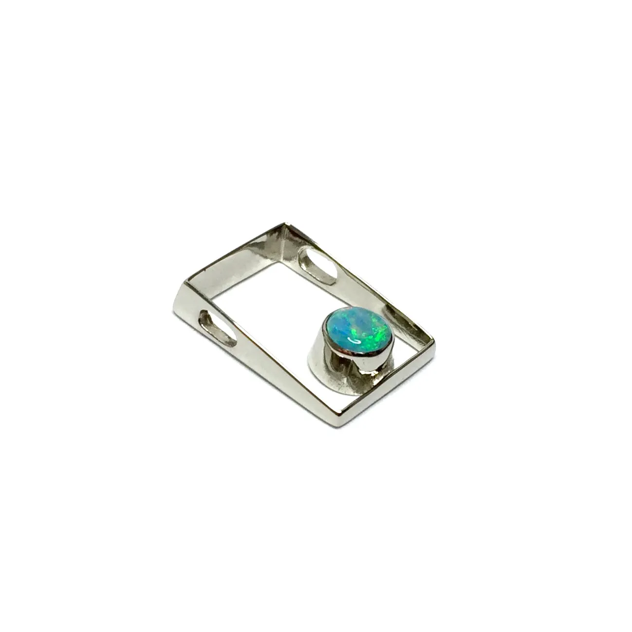 Opal Pendant Round Inlaid Open Square Design