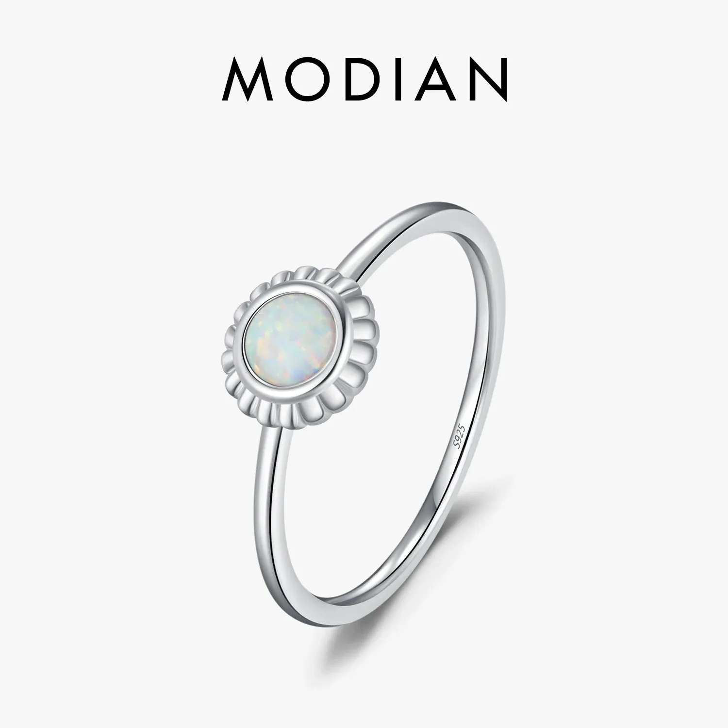 Opal Sunflower Silver Ring