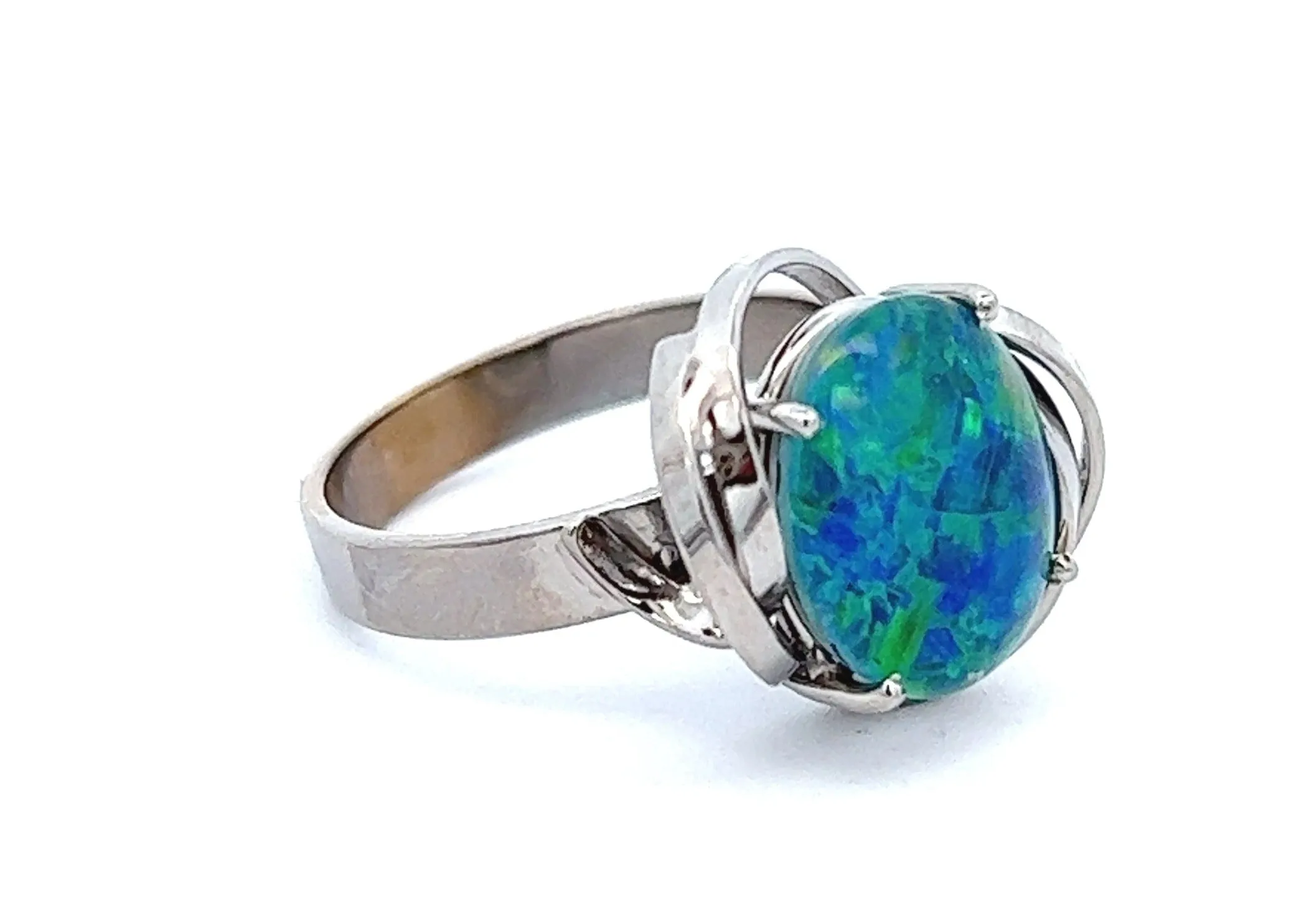 Opal Triplet & White Gold Cocktail Ring