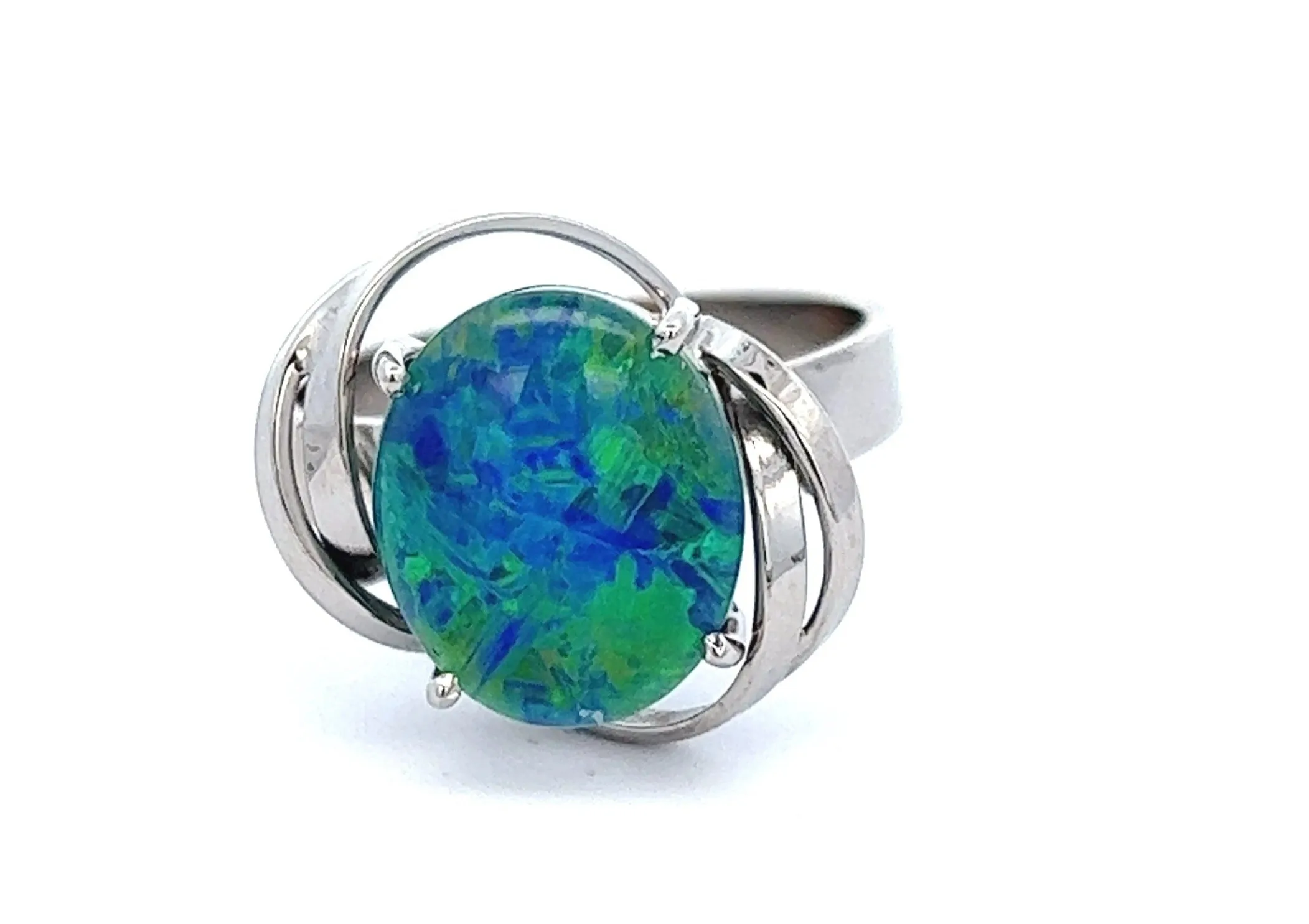 Opal Triplet & White Gold Cocktail Ring