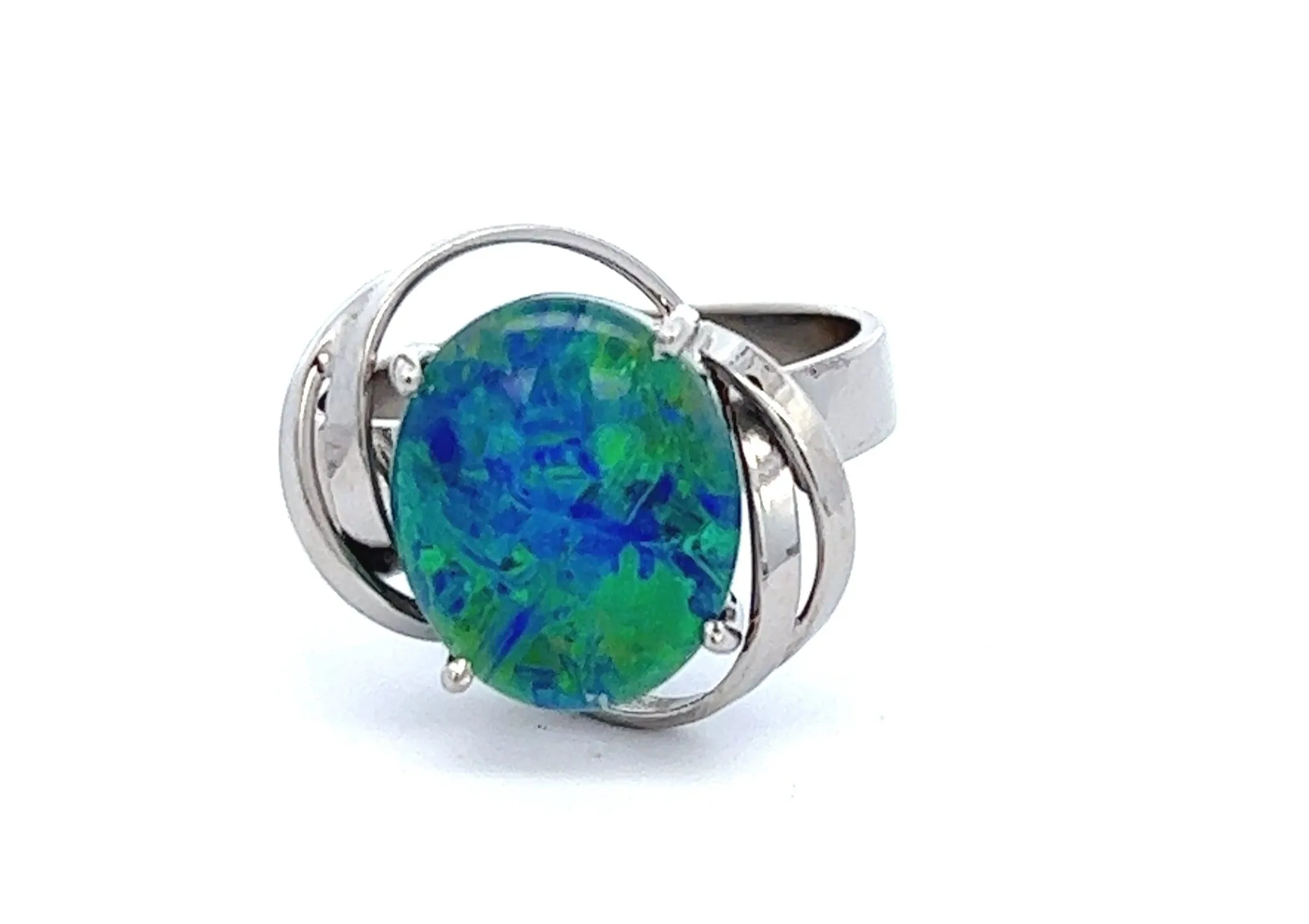 Opal Triplet & White Gold Cocktail Ring