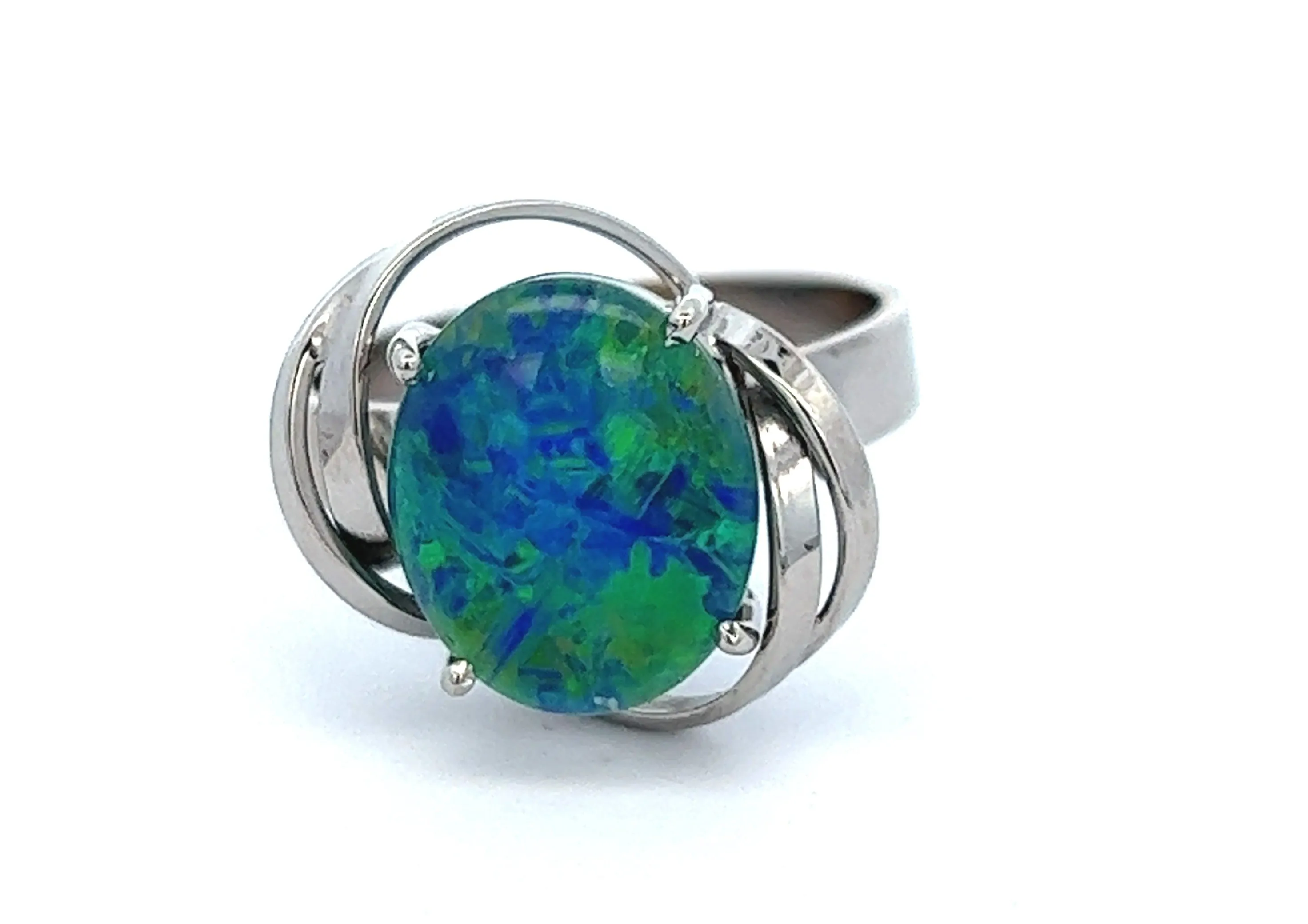 Opal Triplet & White Gold Cocktail Ring