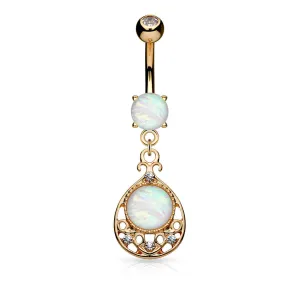 Ophelia Opal Belly Bar with Rose Gold Plating