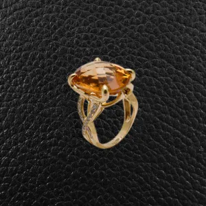 Oval Citrine & Diamond Ring