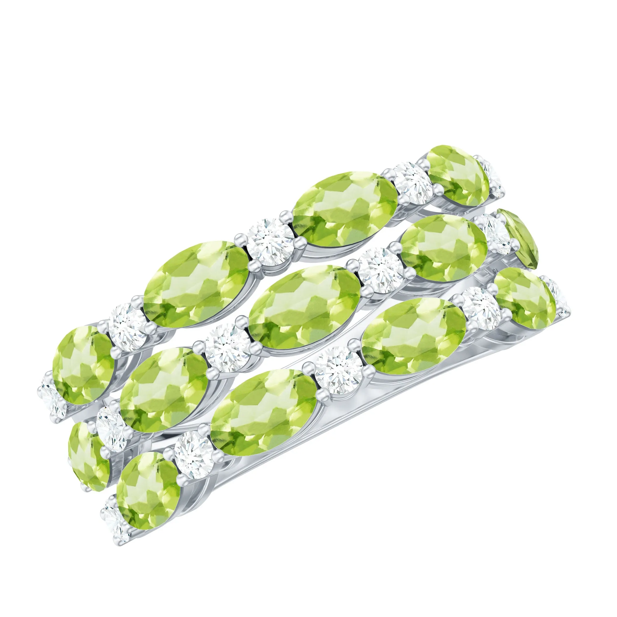 Oval Peridot Statement Ring with Moissanite