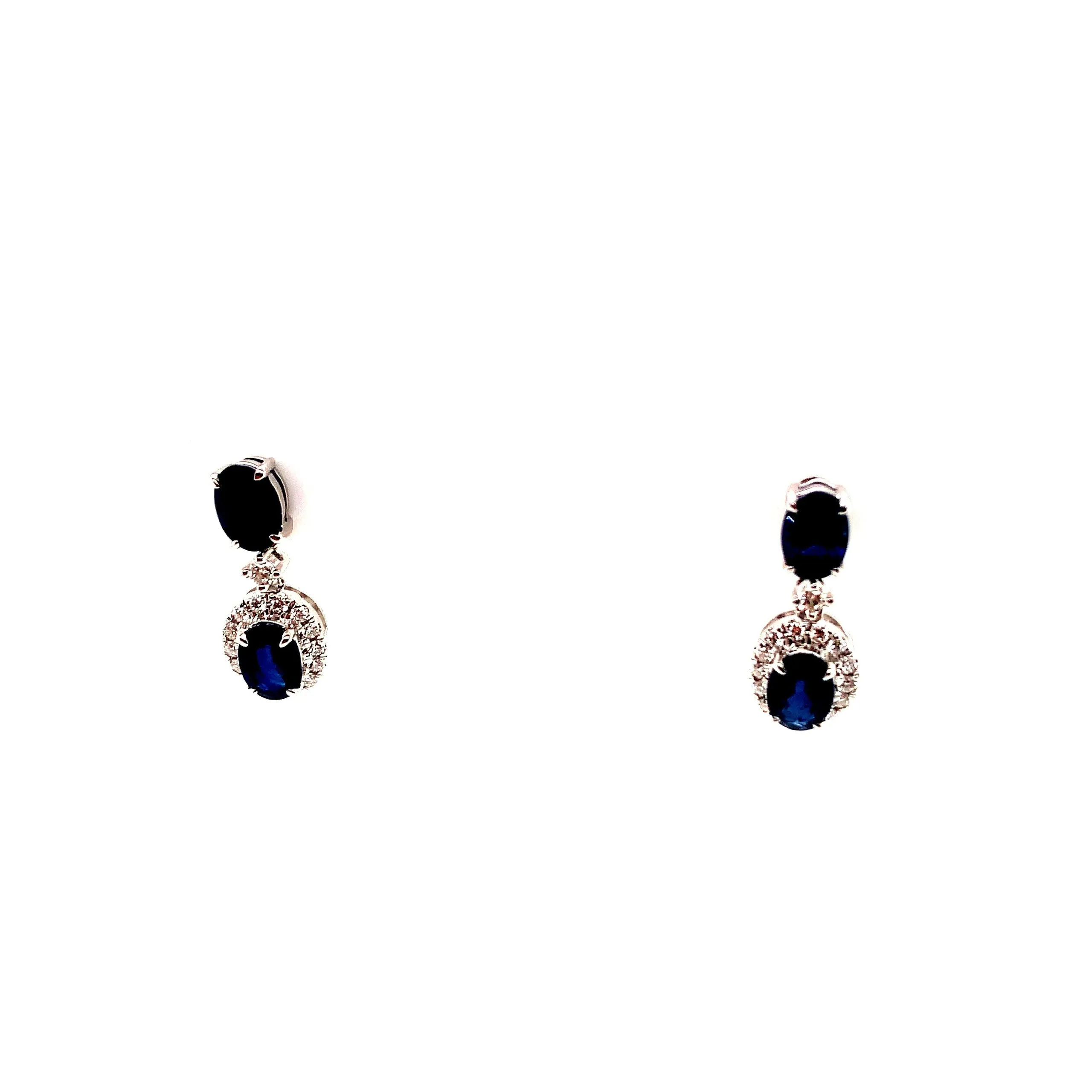 Oval Sapphire Diamond Dangle Earrings