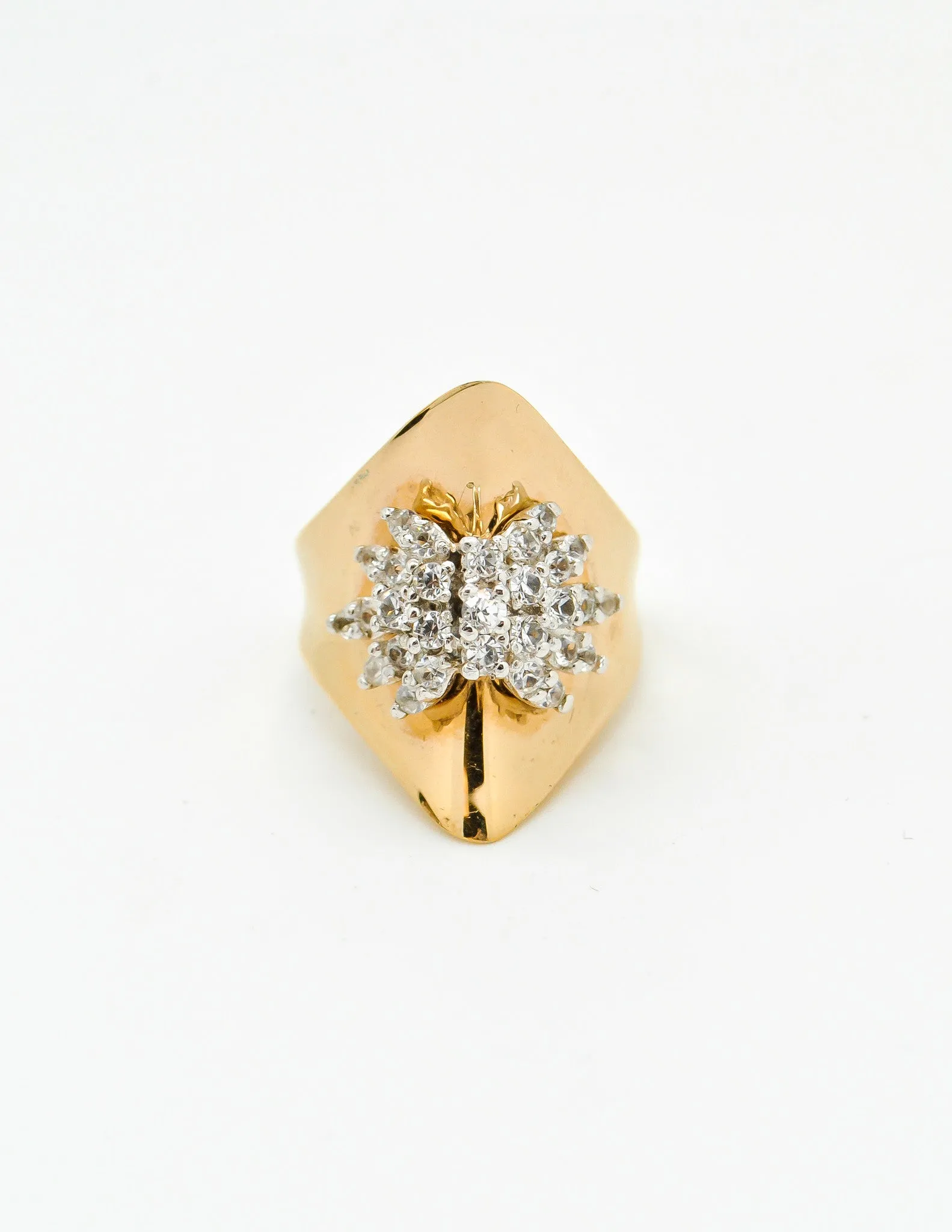 Panetta Vintage Modernist Gold Rhinestone Cocktail Ring