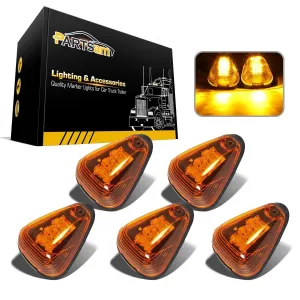 Partsam 5Pcs Cab Marker Lights, Amber Led Roof Running Lights, Top Clearance Lights Assembly 16LED Compatible with F250 F350 F450 F550 Cab Lights 1999-2016/E350 E450 2017 2018 Super Duty Pickup Truck