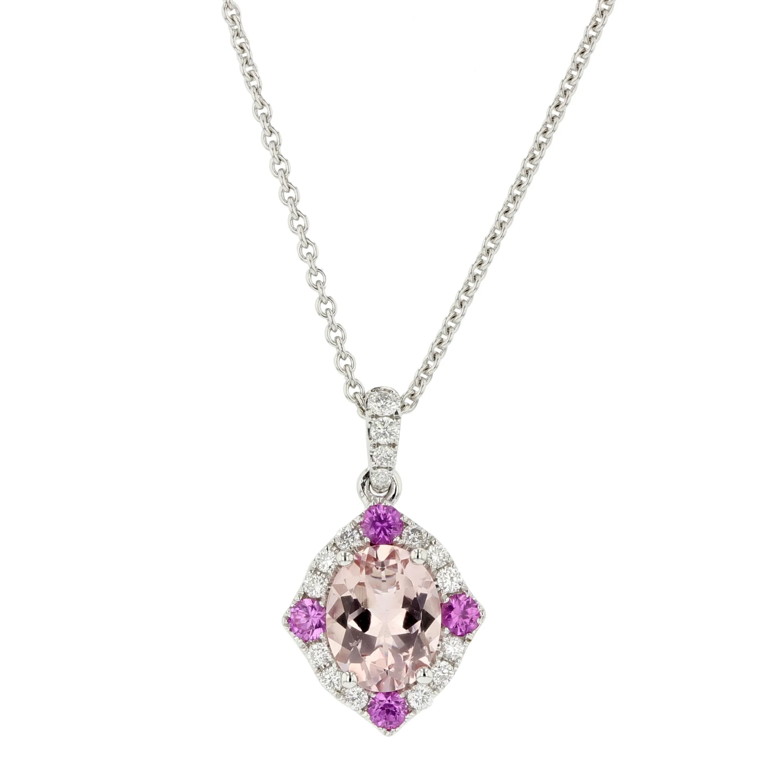 Pastel Morganite, Pink Sapphire and Diamond Pendant