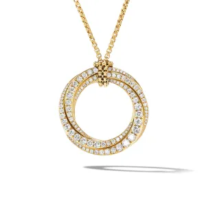 Pave Crossover Pendant Necklace in 18K Yellow Gold with Diamonds