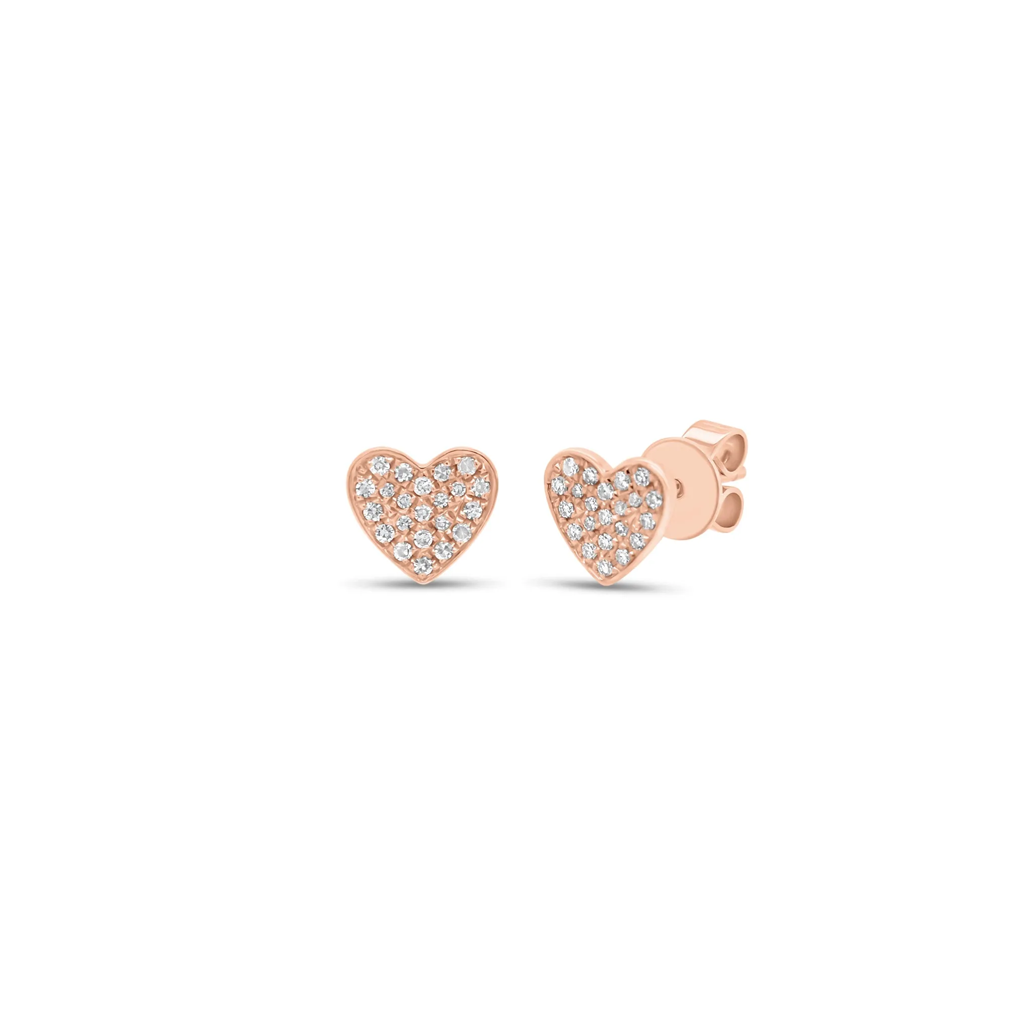 Pave Diamond Chubby Heart Stud Earrings