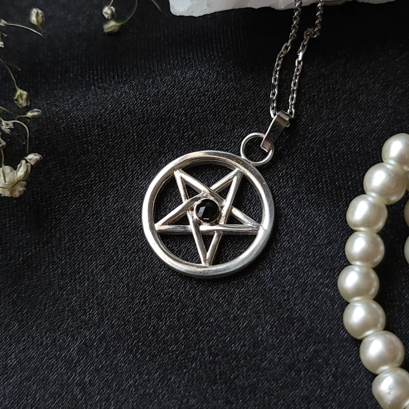 Pentacle Necklace - Sterling Silver and Onyx