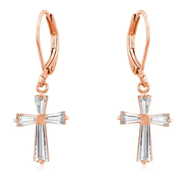 Perry CZ Cross Gold Drop Earrings | 1.5ct