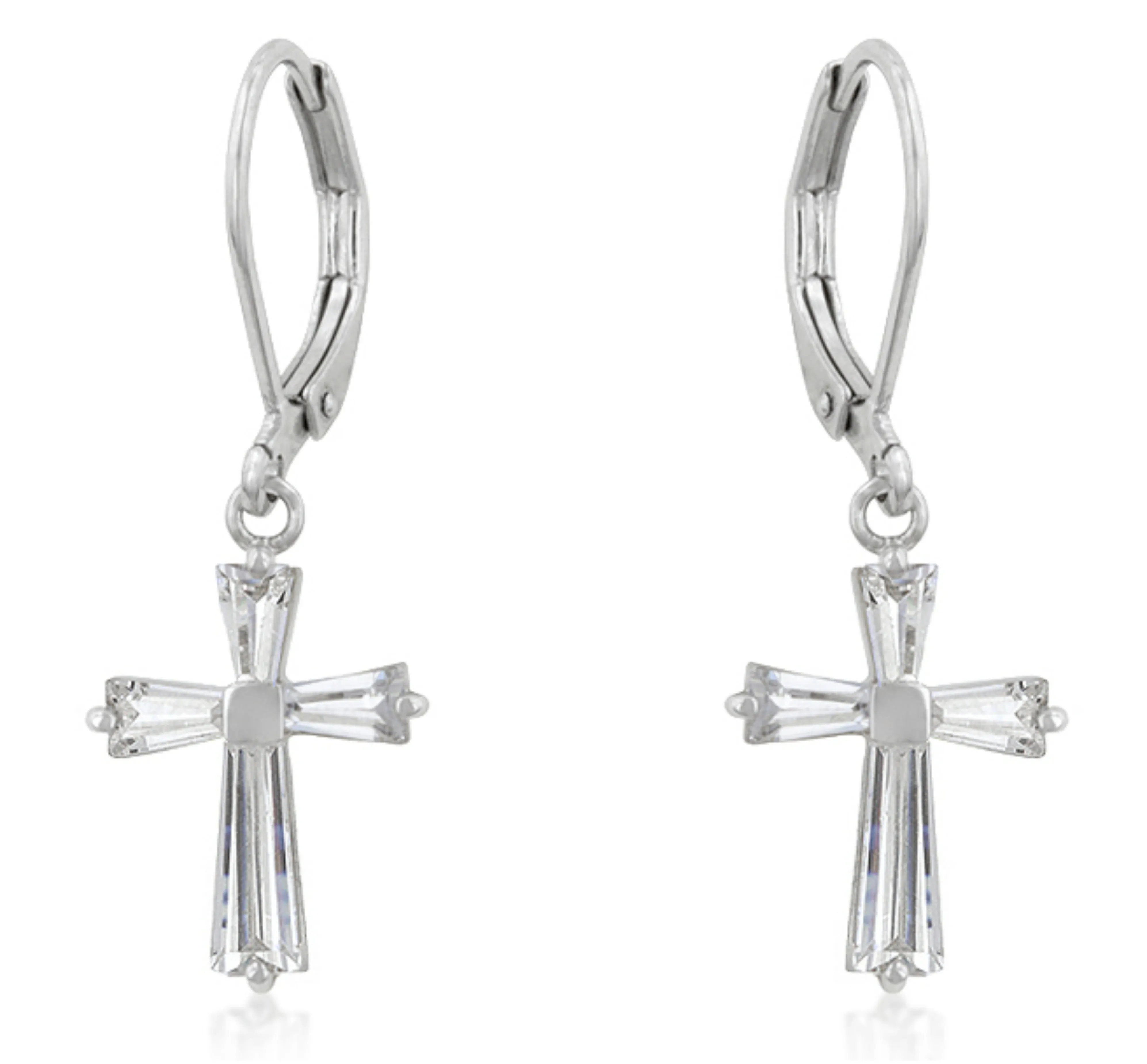 Perry CZ Cross Gold Drop Earrings | 1.5ct