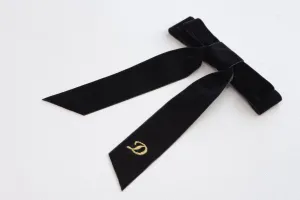 Personalized velvet hair bow with monogram