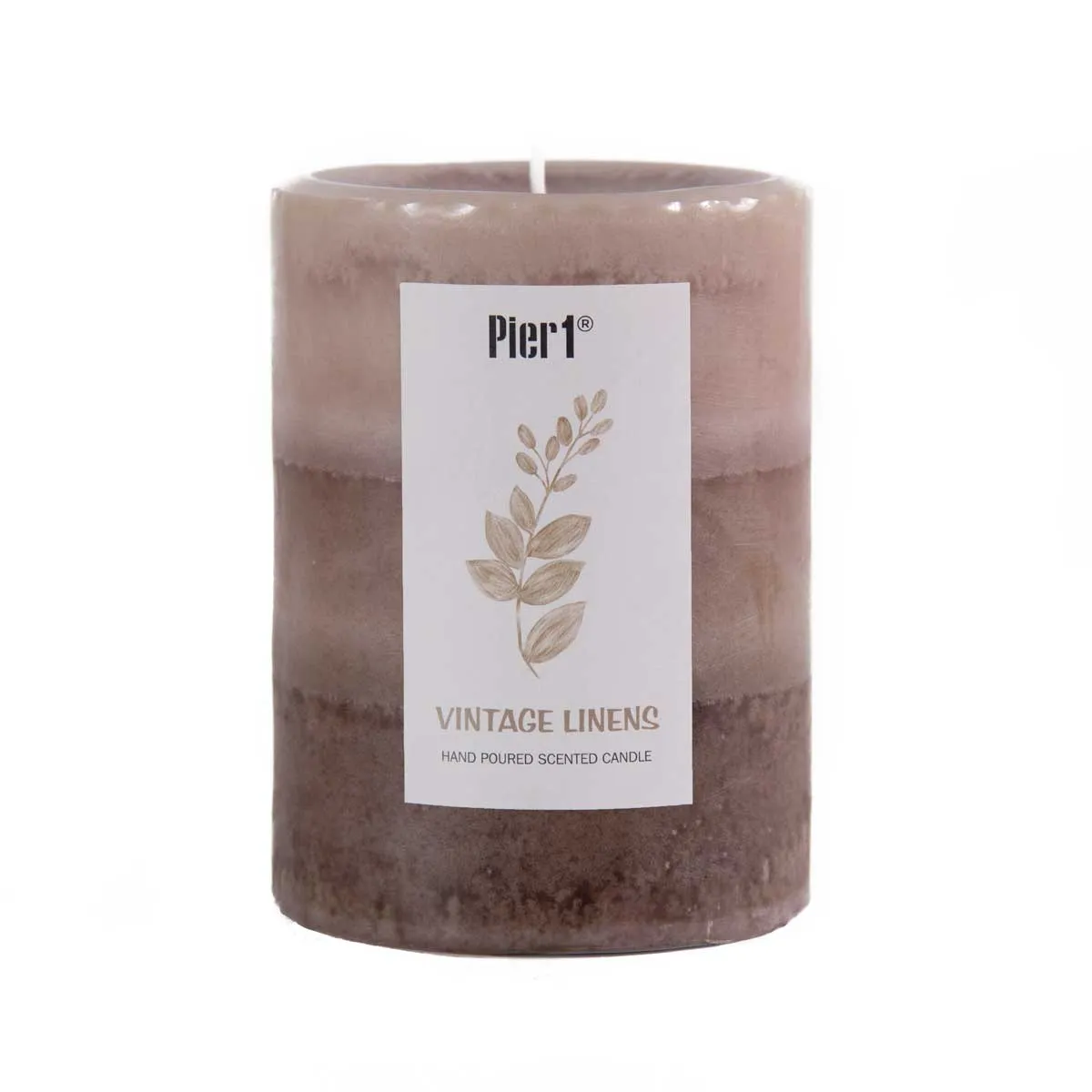 Pier 1 Vintage Linens Layered 3x4 Pillar Candle