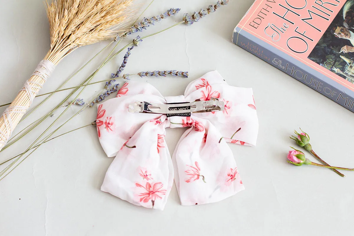 Pink Floral Hair Bow