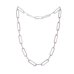 Pink Sapphire and Diamond Link Necklace in 18K Gold