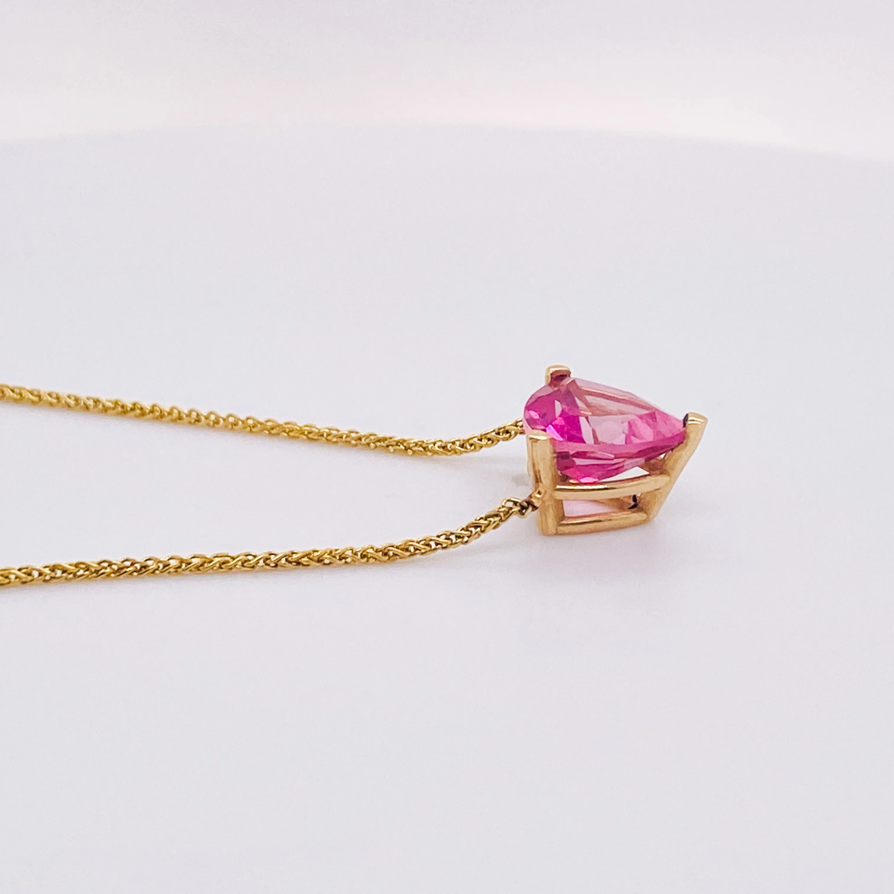 Pink Topaz Trillion Necklace