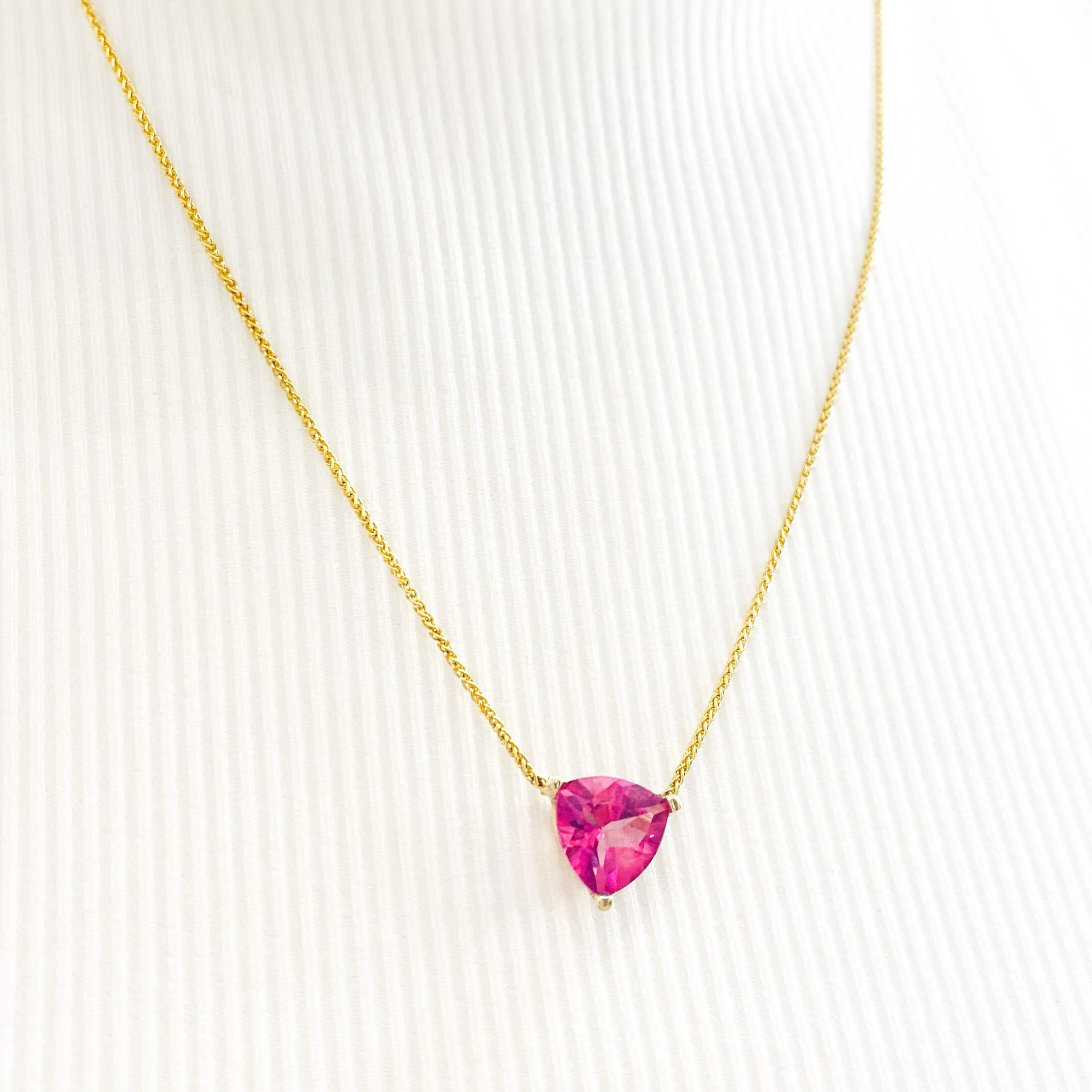 Pink Topaz Trillion Necklace