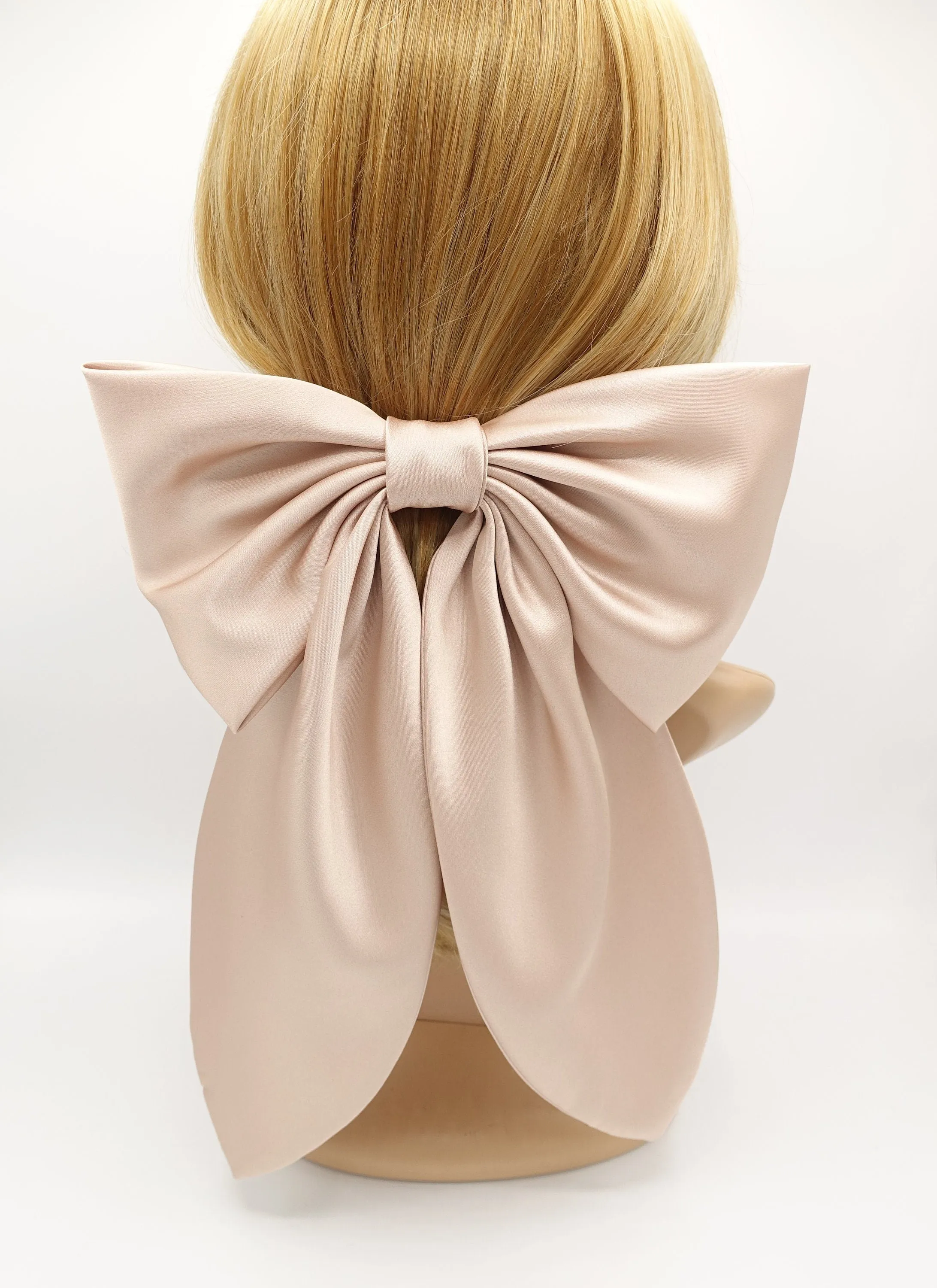 plus grand satin hair bow long tail large hair accessory for women