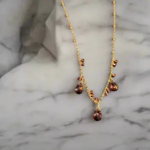 Pom Jewelry Pink Garnet Necklace In Gold Fill- PNPK4