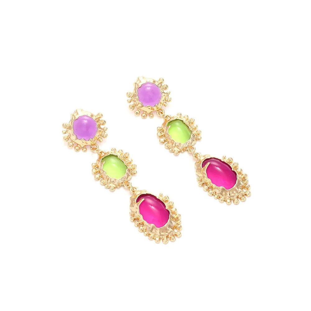 Pre Order:  Colorful Gemstone Pendant Earrings