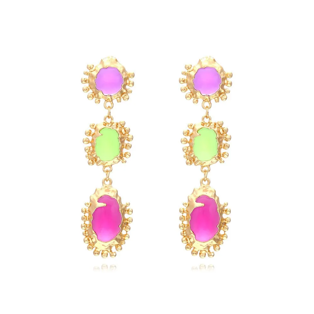 Pre Order:  Colorful Gemstone Pendant Earrings