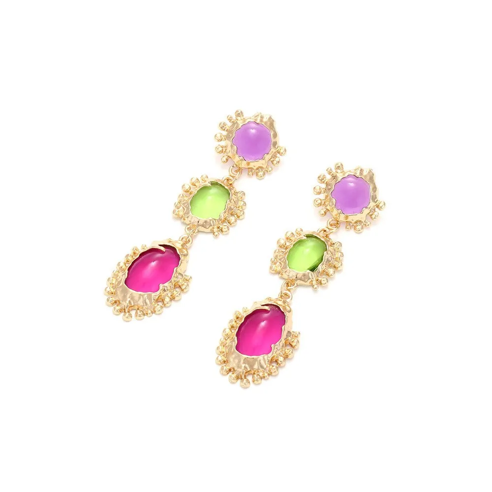 Pre Order:  Colorful Gemstone Pendant Earrings