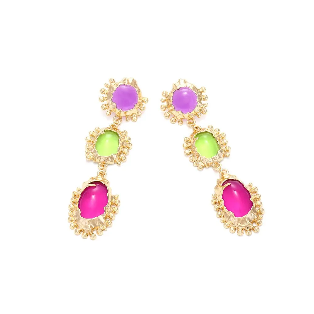 Pre Order:  Colorful Gemstone Pendant Earrings