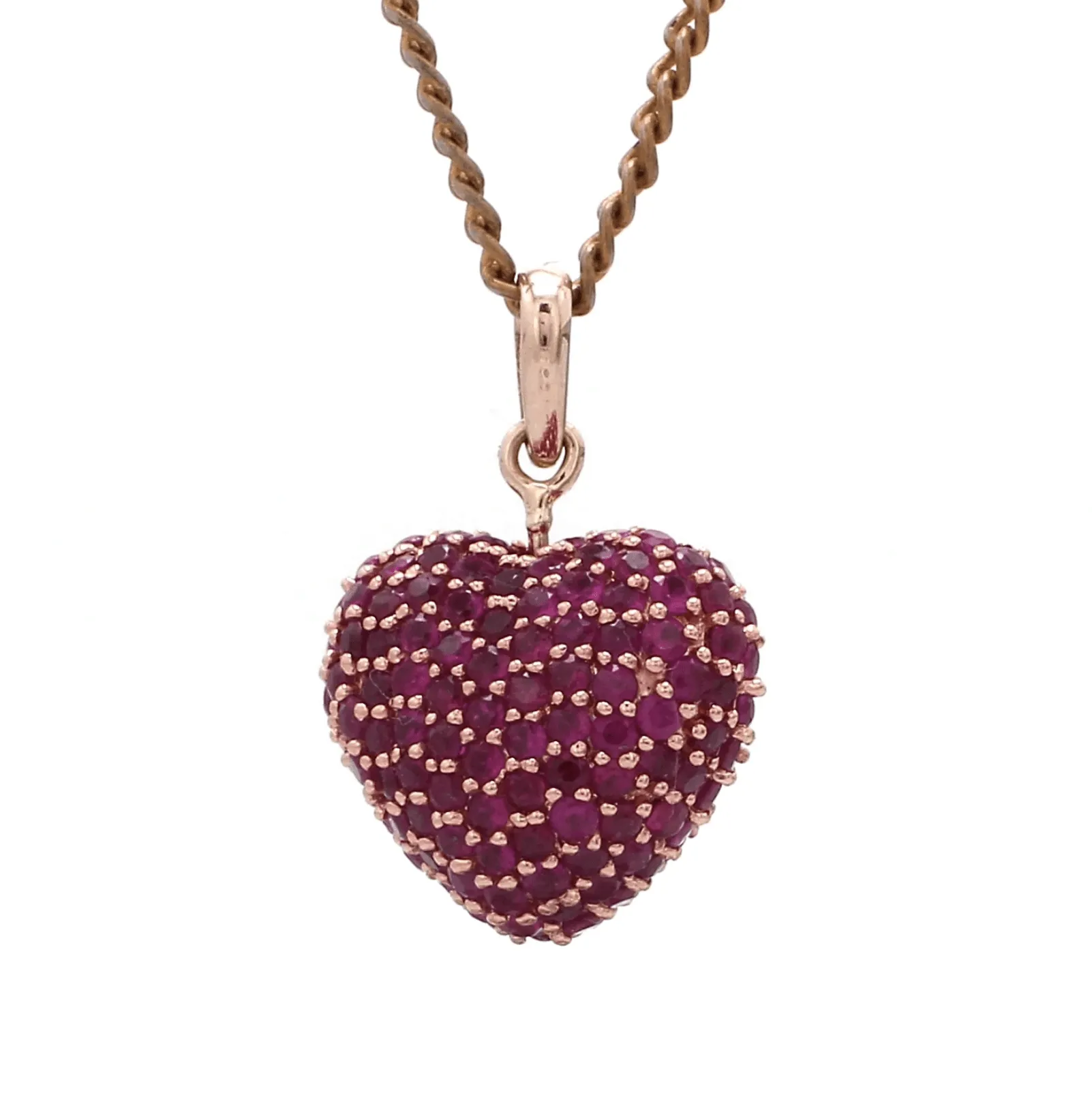 Puffy Pave Ruby Heart Charm