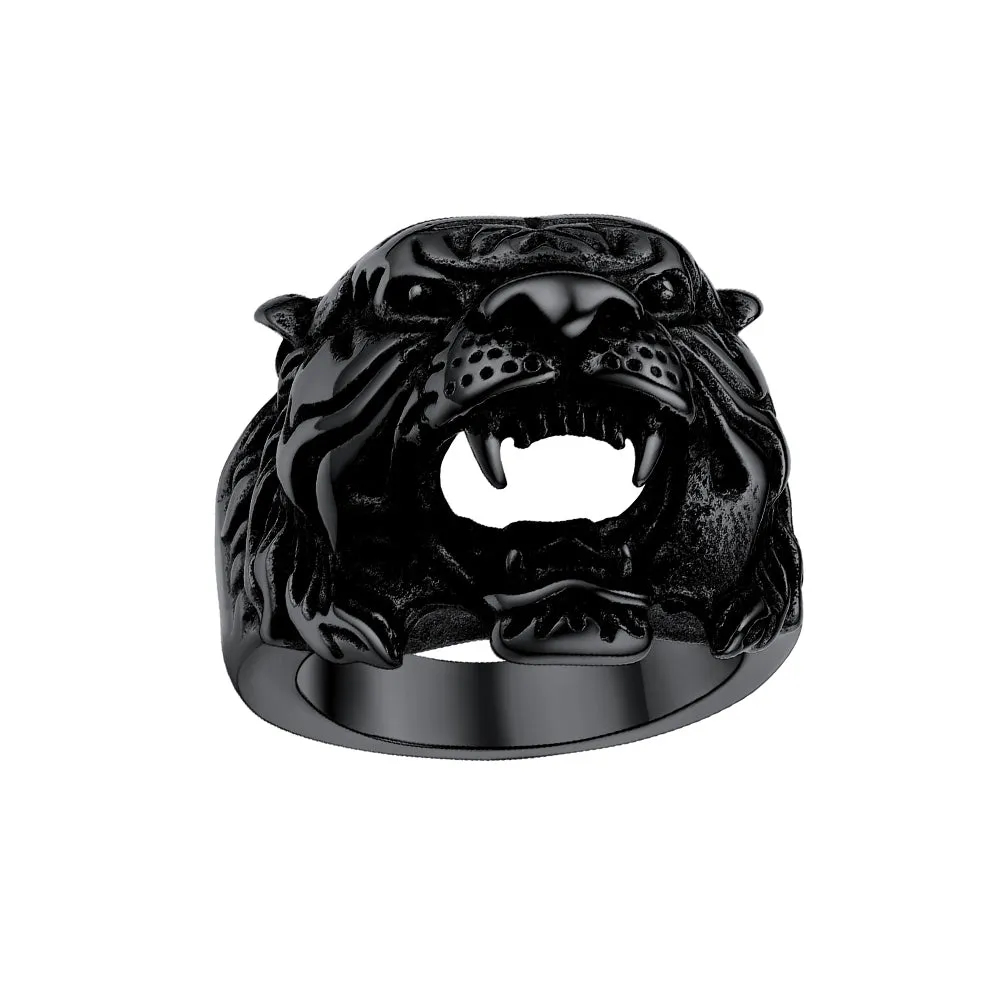 Punk Tiger Head Ring For Men