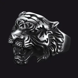 Punk Tiger Head Ring For Men