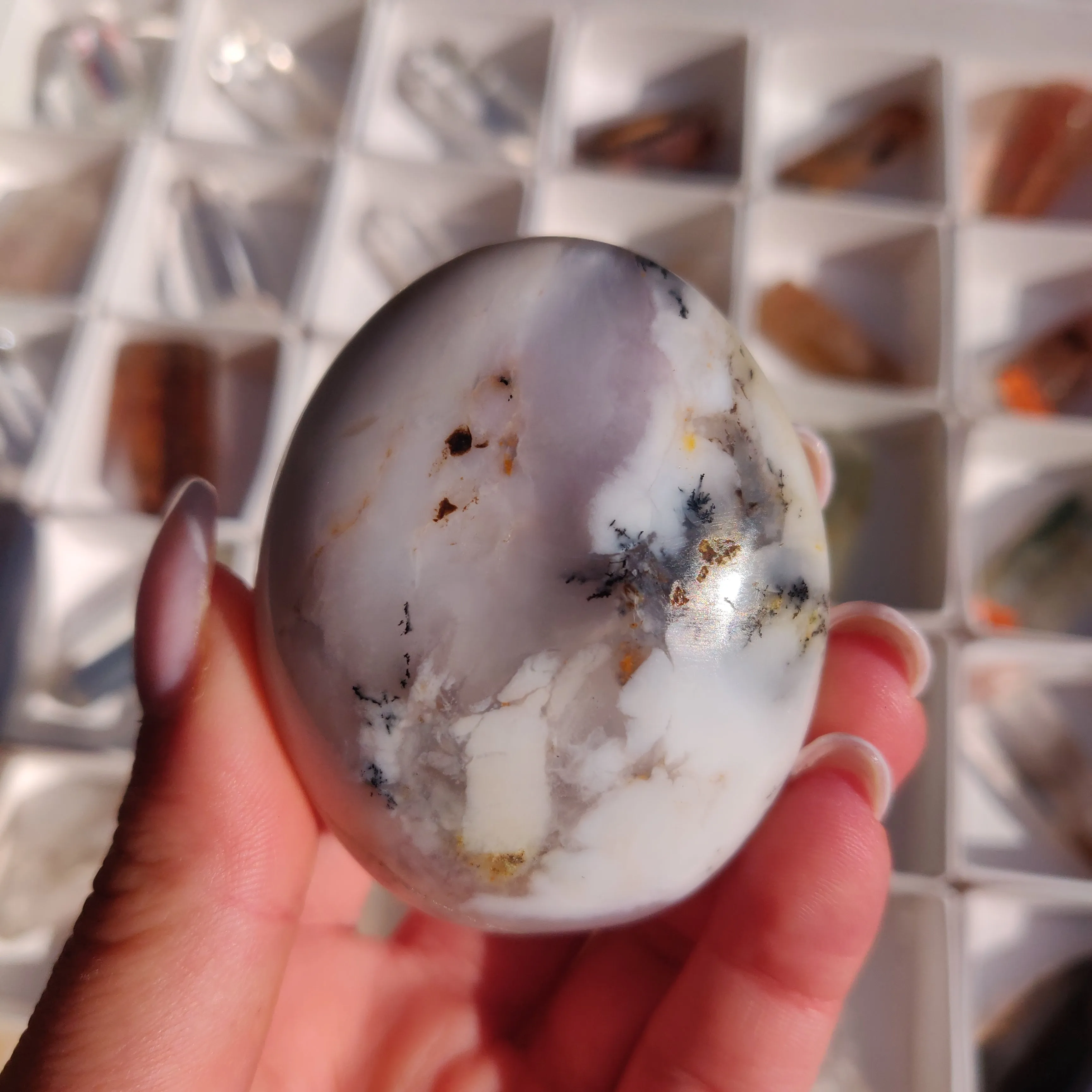 Purple Dendritic Opal Palm Stone (#15)