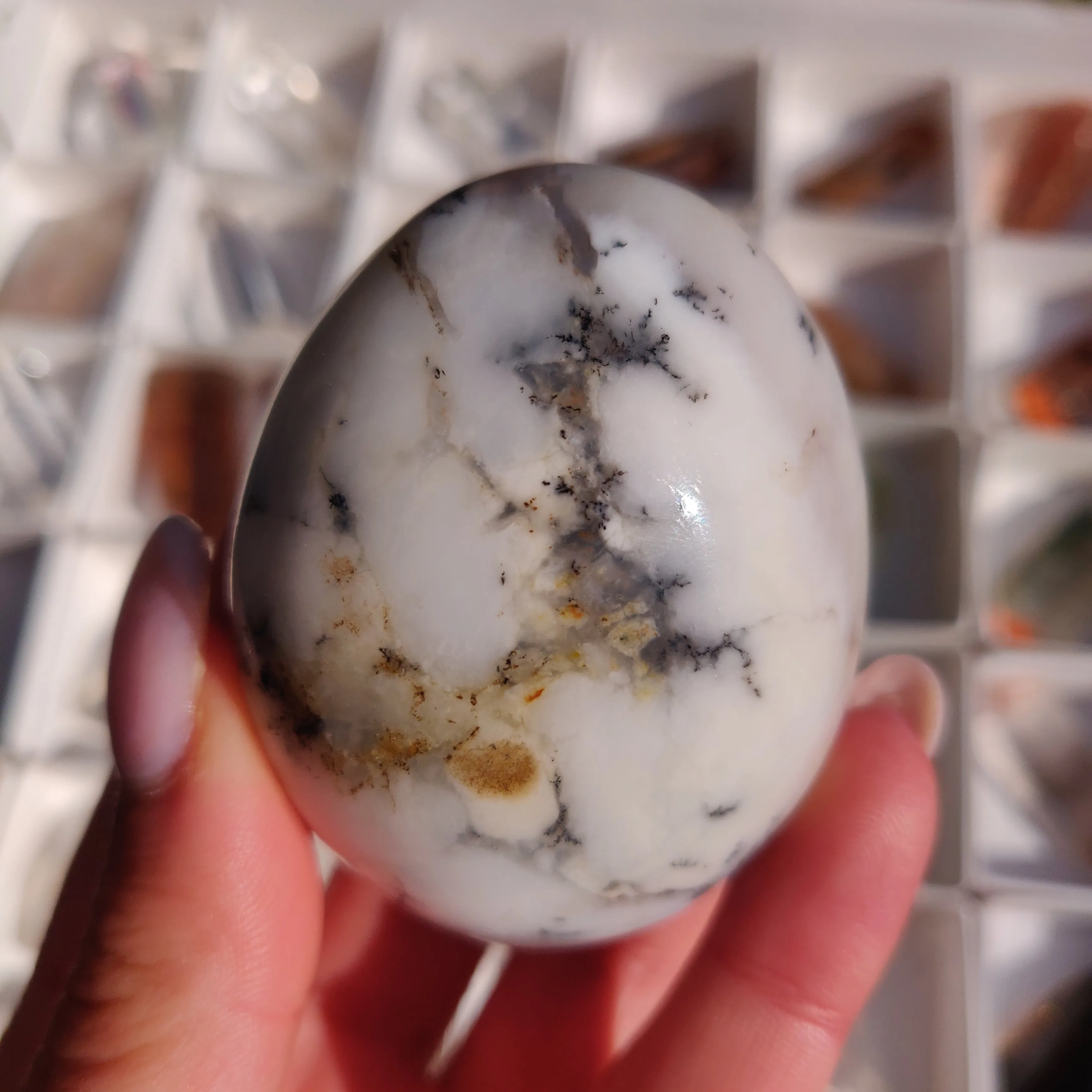 Purple Dendritic Opal Palm Stone (#15)