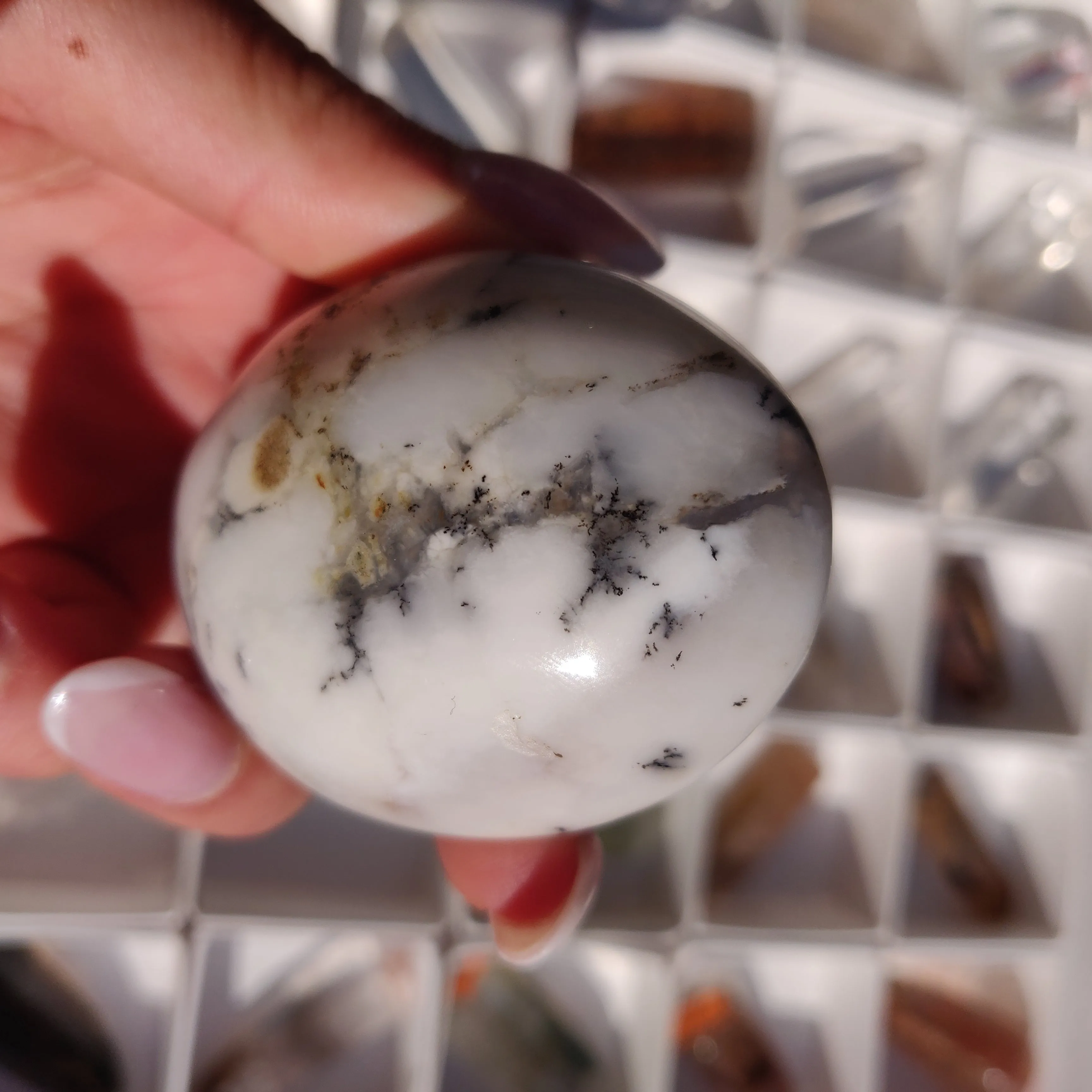 Purple Dendritic Opal Palm Stone (#15)