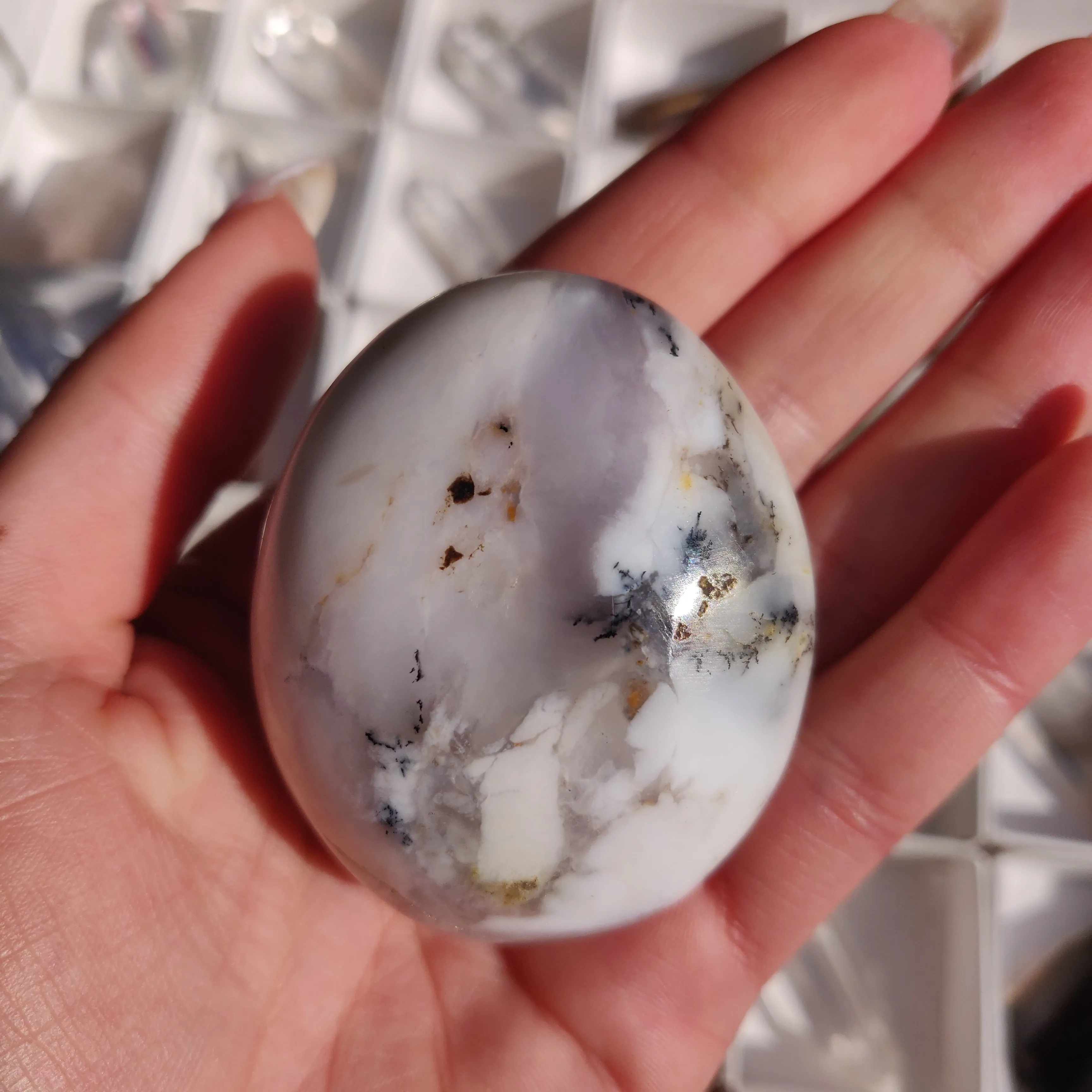 Purple Dendritic Opal Palm Stone (#15)