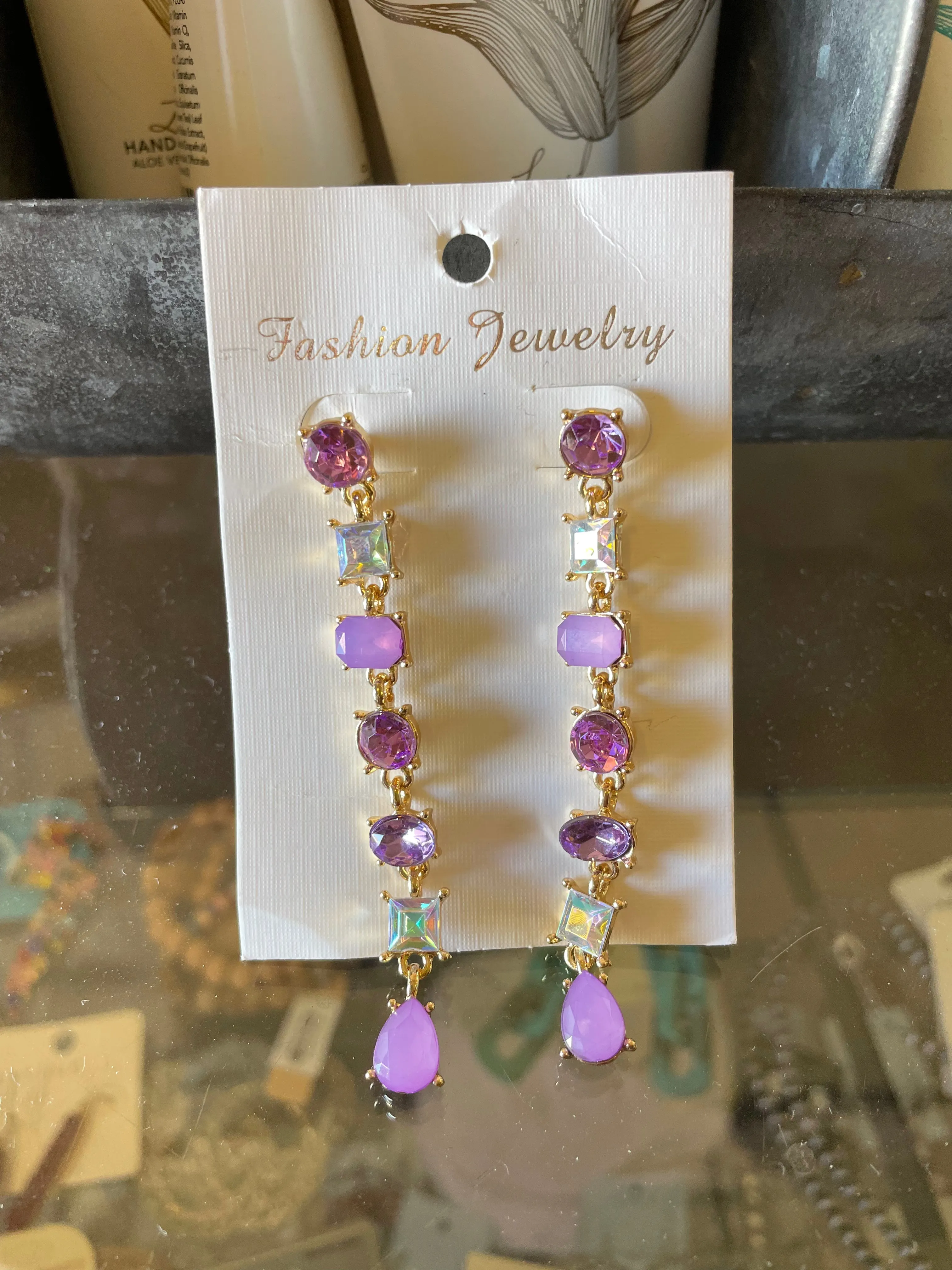 Purple Gem Stone Earrings