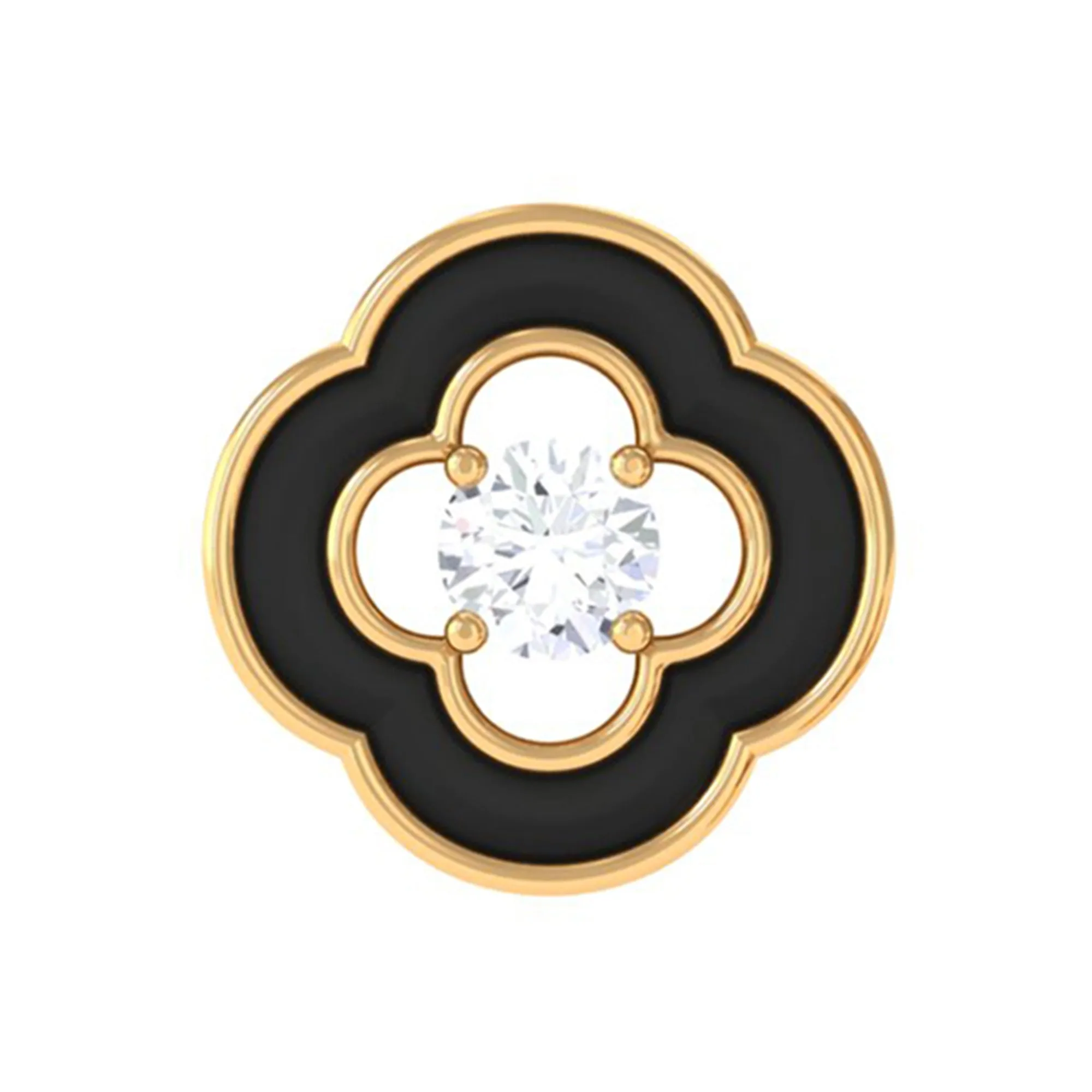 Real Diamond Black Enamel Flower Cartilage Earring