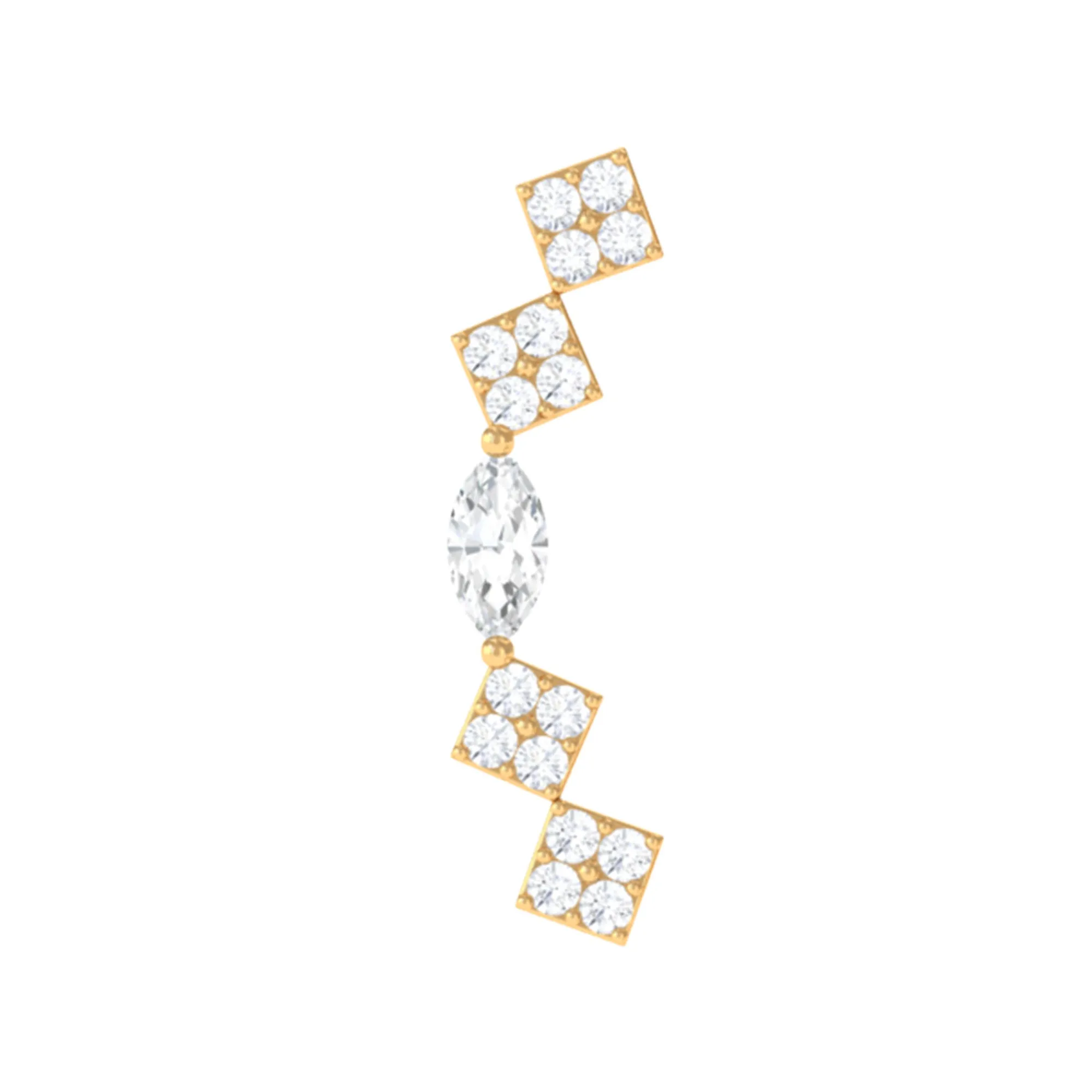 Real Diamond Ear Crawler Earring for Helix Piercing